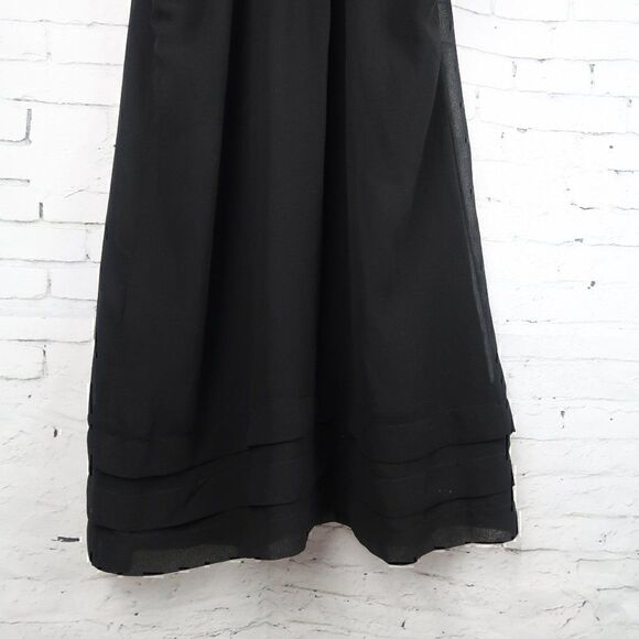 THEME BLACK SLEEVELESS SEMI SHEER MIDI DRESS WITH AZTEC BEADED DETAIL SIZE SMALL - Picture 4 of 9